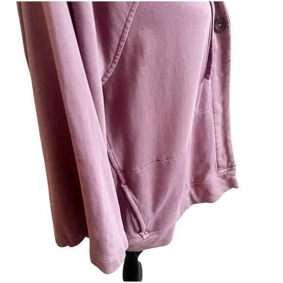 J. Jill Organic Cotton One Button Hooded Sweater Pink Size Large Petite Terry - Picture 8 of 12